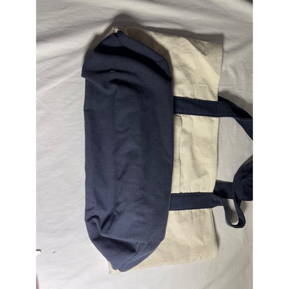 Trader Joes Canvas Tote Bag With Logo Navy & Beige 18"x14" - Picture 3 of 6